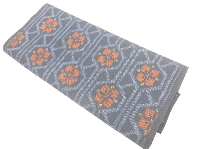 JAPANESE KIMONO / ANTIQUE FLORAL PATTERN WOVEN KIMONO ARAIHARI